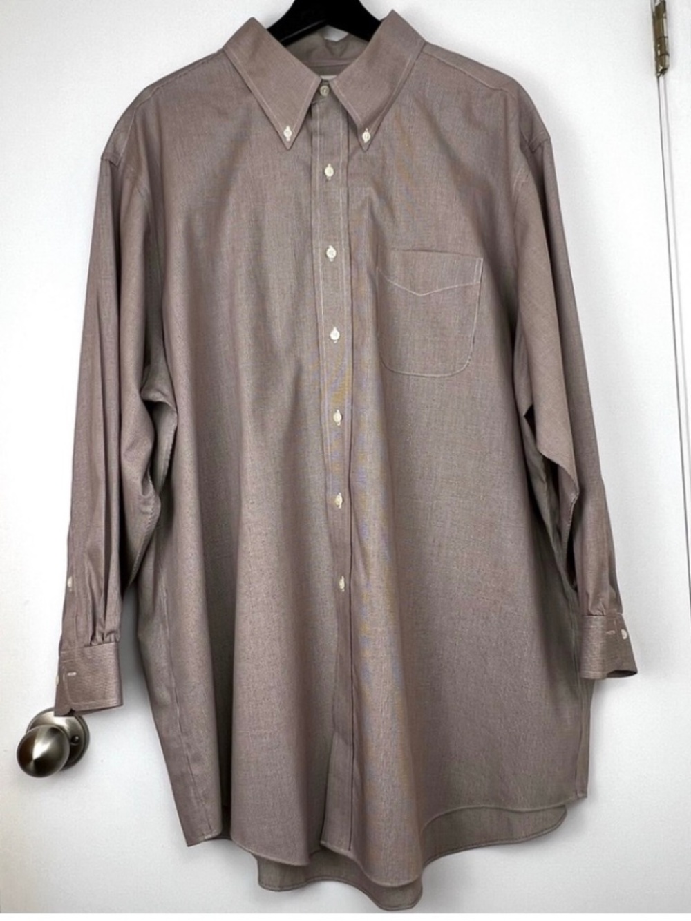 Brooks Brothers 346 100% Cotton Mini Check Dress Shirt sz 18 4/5 XXL Big & Tall